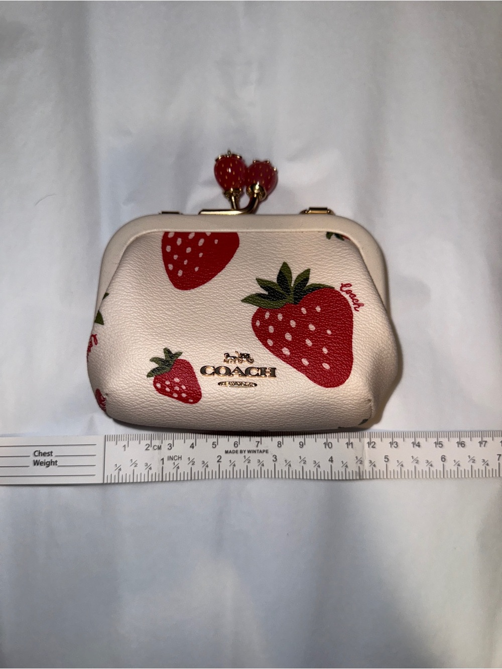 COACH Strawberry Kiss-Lock Coin Purse with Chain - Picture 3 of 6